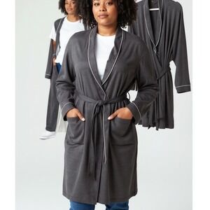 Stars Above Womens Robe 3X/4X Dark Heather Gray Modal Soft Loungewear Minimalist